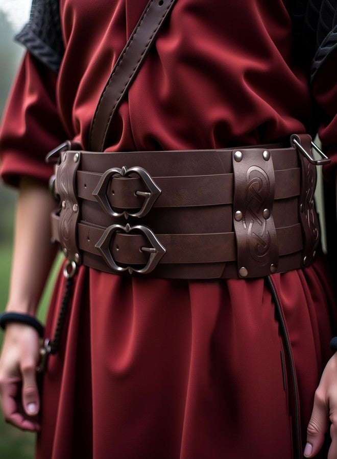 SUMGOGO Retro Waist Belt Medieval Viking Leather Waist Armor Knight Wide Corset Belt Renaissance Halloween Cosplay Costume - Image 3